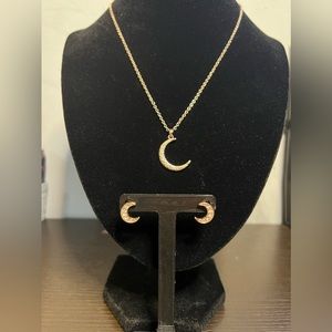 Rose Gold Crescent Moon Necklace and Earring set